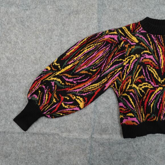 NWT Farm Rio Sweater Womens Small Shiny Zebra Sweater Balloon Sleeve Multicolor - Picture 5 of 14